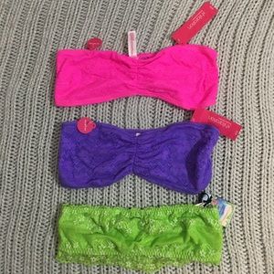 Bandeau bundle purple green pink Gilly Hicks NWT